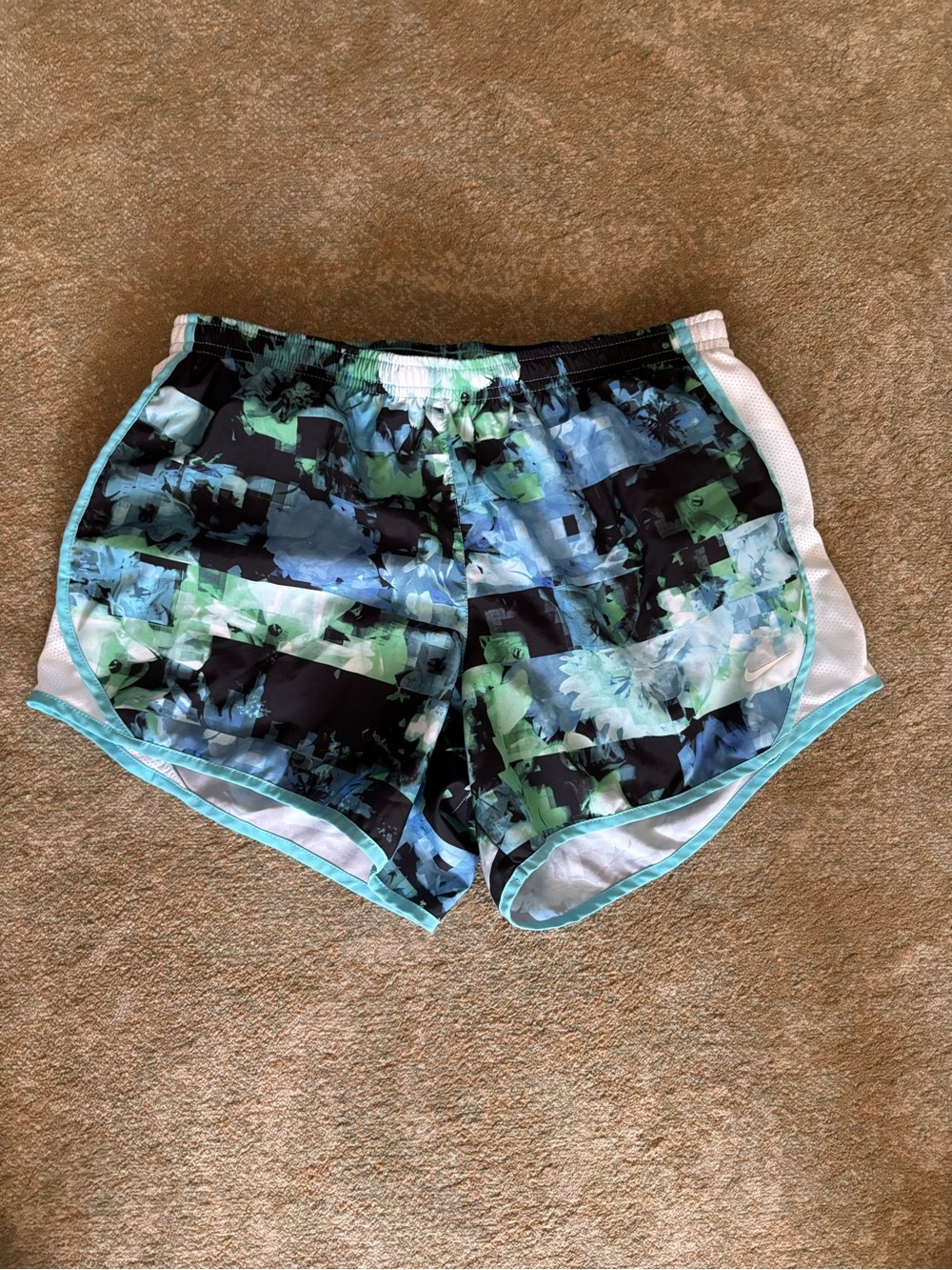 Nike Dri-FIT Running Shorts XL Blue Aqua Floral Lined